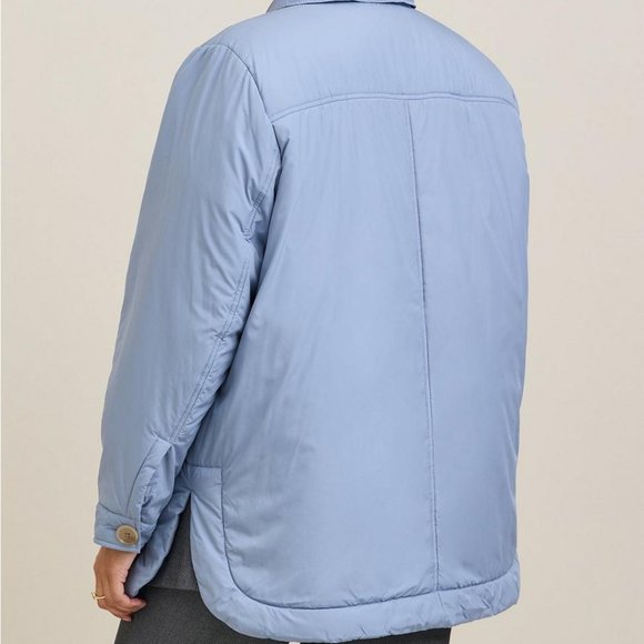 Torrid Jacket 4X Blue Shacket Puffer Coat Poly Fill Buttoned Pockets Plus Size - Picture 2 of 5